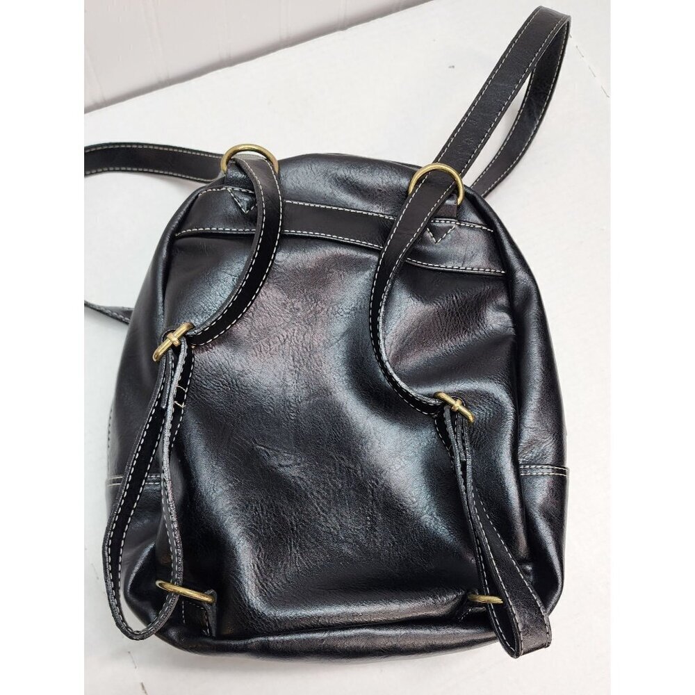 B.O.C. Black Faux Leather Mini Backpack Purse With Adjustable Straps & Gold Acce - Picture 6 of 15
